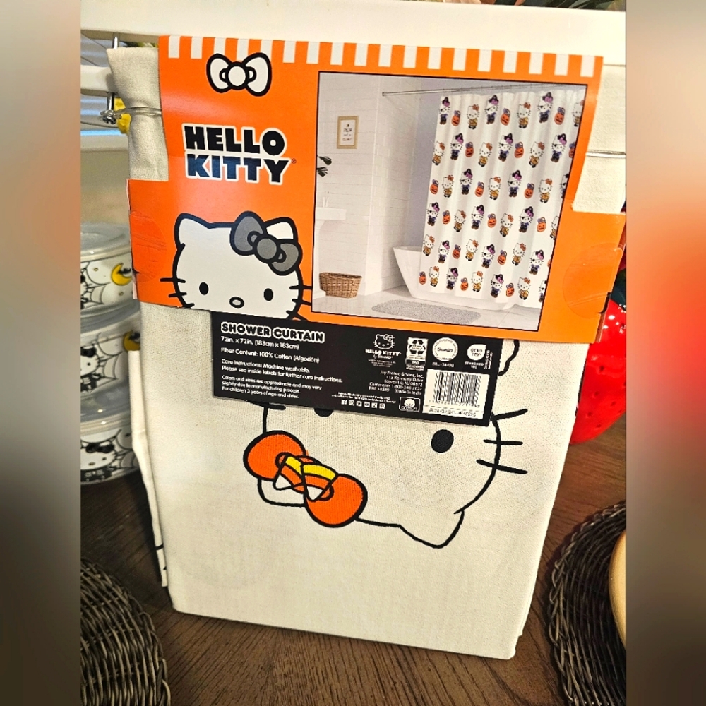 Cotton Hello Kitty Pirate, Pumpkin Shower Curtain 72in x 72in